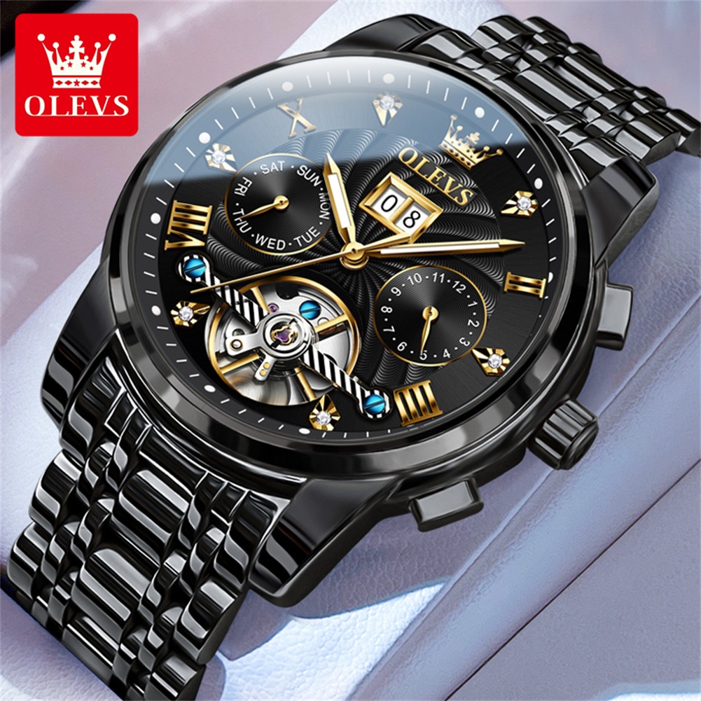 Chronograph Flyback Watch - Olevs relógios masculinos clássicos turbilhão multi-função