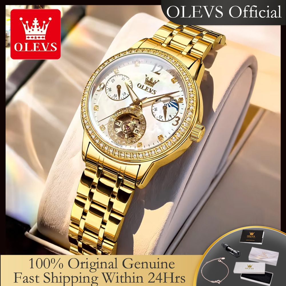 Luxury Watch Moon Phase - Relógio Automático Feminino OLEVS 6750 em