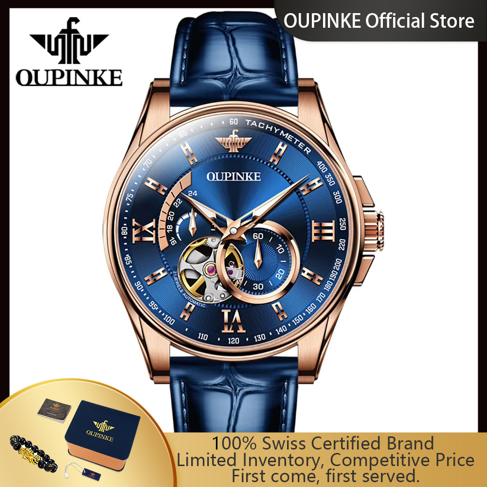 Chronograph Flyback Watch - Relógio Automático Original OUPINKE 3222 para