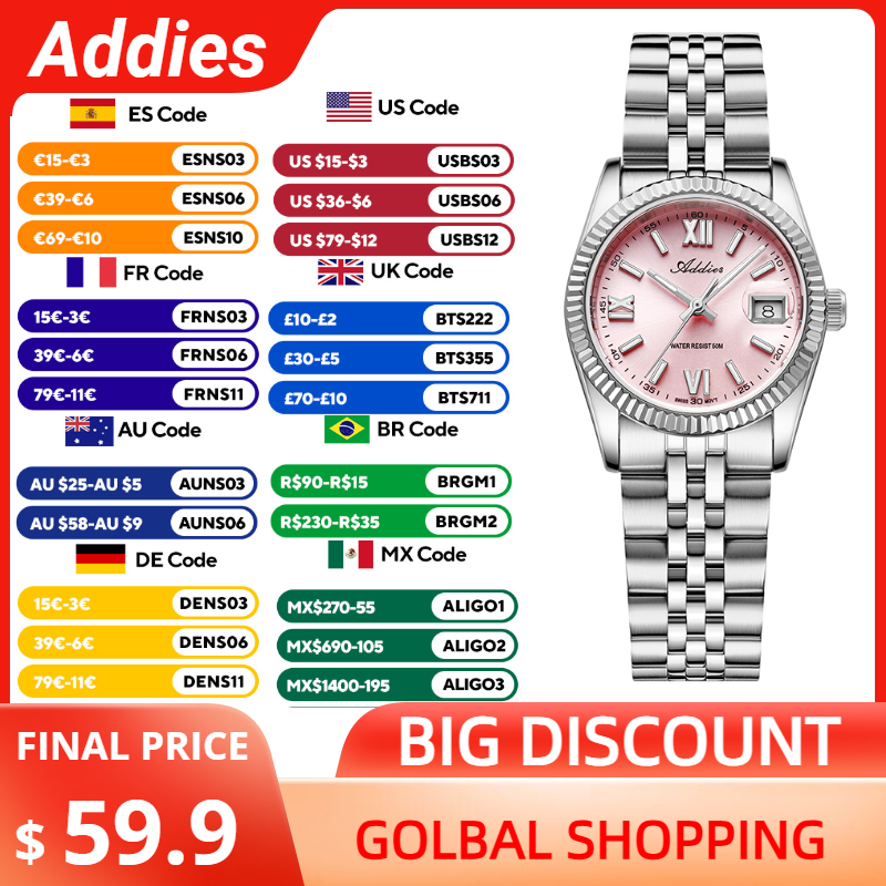 Luxury Watch Safe - Addies relógio feminino de luxo, cristal