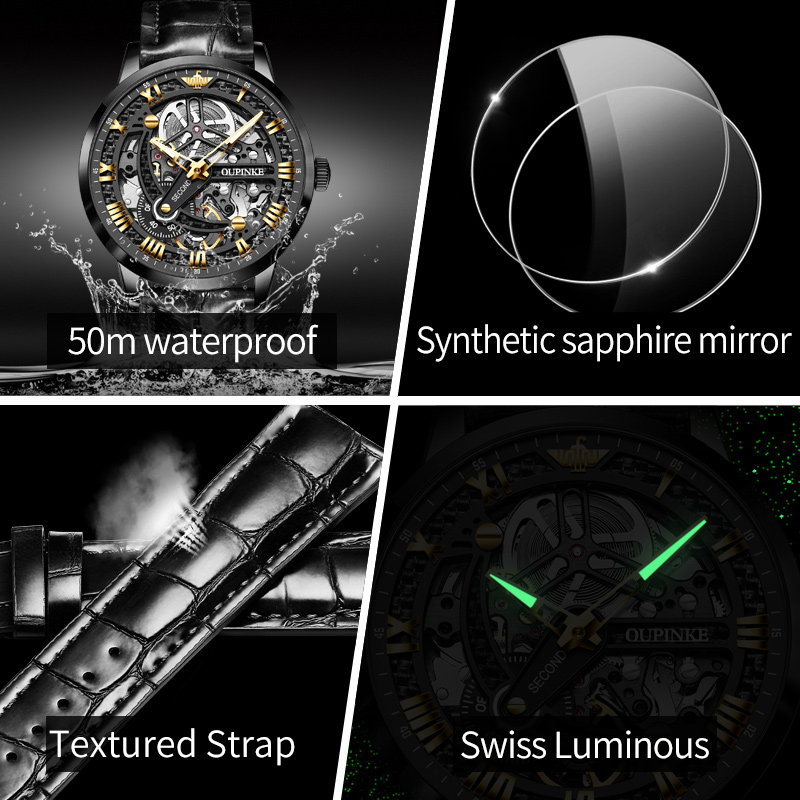 Oupinke 3173 pulseira de couro - Chronograph Flyback Watch avaliação e preço