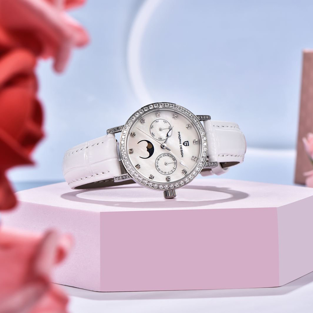Relógio de Quartzo Feminino PA - Luxury Watch Moon Phase avaliação e preço