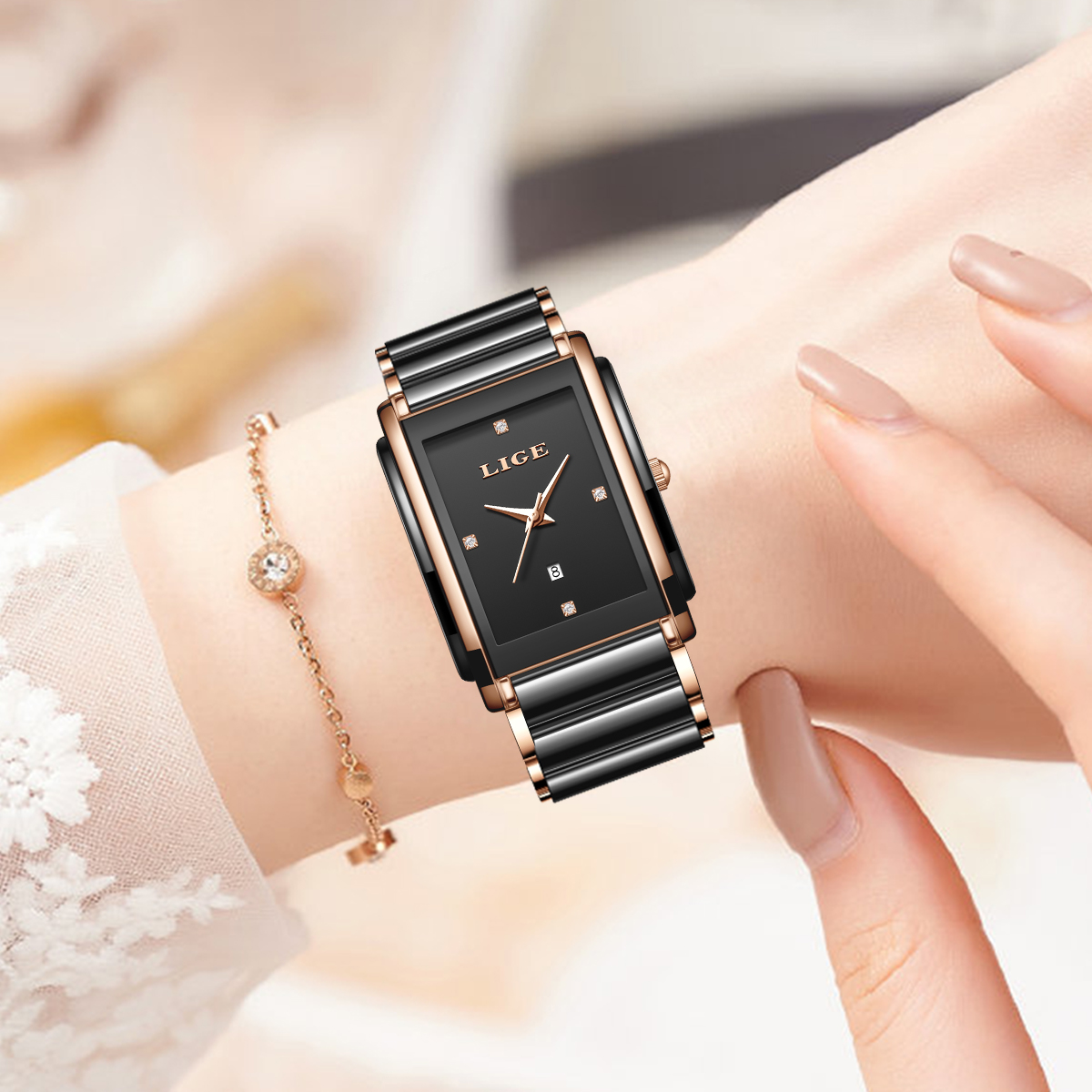 Relógio Elegante LIGE para Mul - Luxury Watch Japanese avaliação e preço